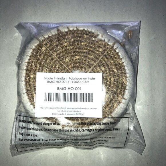 Bloomingville Woven Seagrass Drinking Coasters 4‎ Pack Handwoven India New Gift - Picture 4 of 4